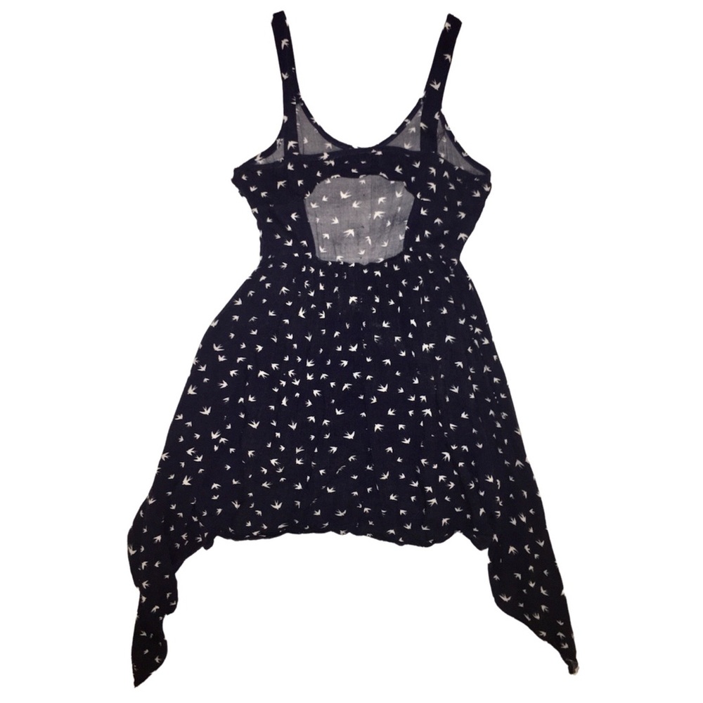 Sundress w/ Birds Cut Out Back Sleeveless Asymmetrical Navy Adam Levine Large - Picture 6 of 16